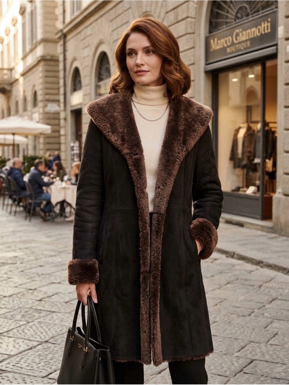 Marco Giannotti Italian Suede & Shearling Coat |